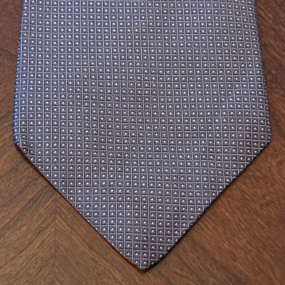 Vintage Villa Bugatti Gray 100% Imported Silk Men’s Neck Tie Made In USA